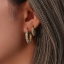 Brinco Argola Cravejado em Zircônia Banhado em Ouro 18k