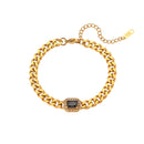 Pulseira Corrente Cravejada em Zircônia Preta Banhada em Ouro 18k