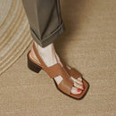 Argos Sapato Feminino Com Fivela Lateral De Couro - Marrom