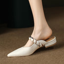 Chipre-Sapato-Mule-Feminino-com-Alça-de-Tecido - Branca