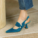 Havana Sapato Feminino Camurça Salto Alto Perolado