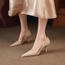 Marselha Sapato Feminino Salto Alto De Bico Fino - Bege