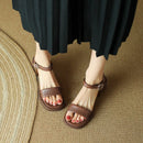 Aveiro Sandália Salto Alto Em Couro Genuíno - Marrom