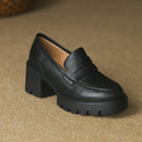 Lowell Sapato Feminino De Couro Plataforma - Preto