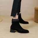 Auckland Bota Feminina Camurça Cano Curto com Zíper - Preta