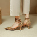 Gaya Sapato Feminino De Camurça Salto Alto De Bico Fino - Onça