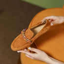 Dijon Mocassim Feminino  de Couro Suede com Lacinho - Marrom